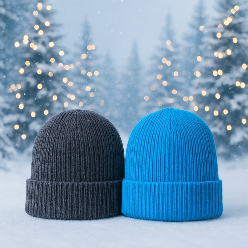 GRAY & BLUE Classic Knit Beanie